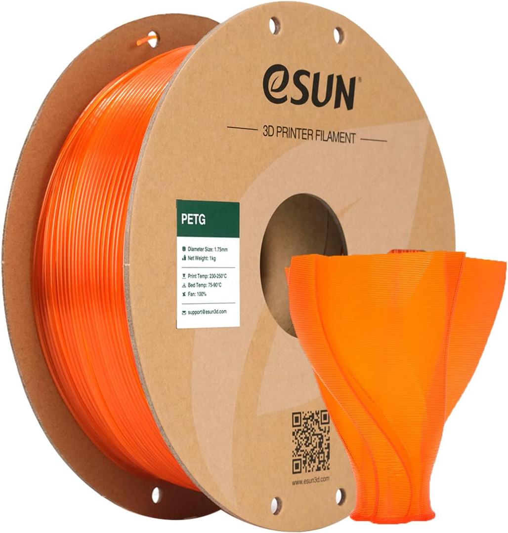 ESUN PETG Filament 1.75mm, 3D Printer Filament PETG, Dimensional Accuracy +/- 0.05mm, 1KG Spool (2.2 LBS) 3D Printing Filament for 3D Printers, Orange