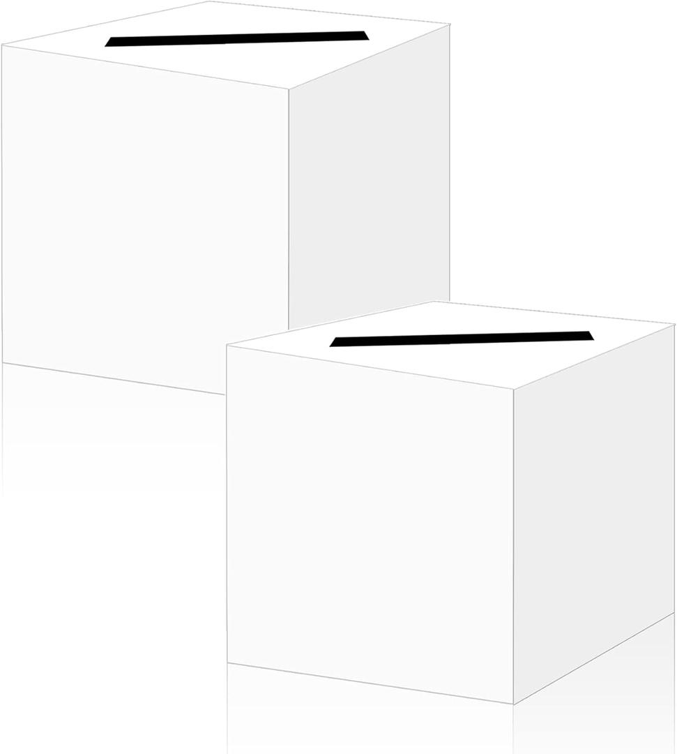 SietDESEO 2 Pcs White Card Box Diy Gift Card Box Holder for Wedding Reception Baby Shower Bridal Shower Birthday Party Supplies