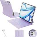 RAYMCRAFT for iPad Air 13-inch Case with Keyboard M4/M3/M2 (2026/2025/2024) & iPad Pro 12.9" (6th/5th/4th/3rd) Magic Keyboard, 11-Color Backlight with Safe Pencil Buckle, Multi-Touch Trackpad, Purple