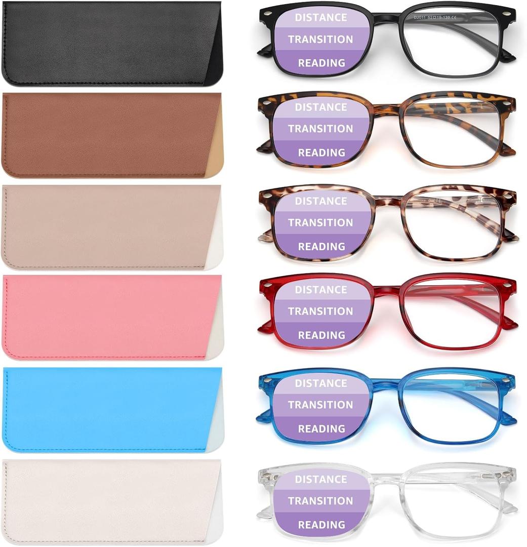 NOVIVON 6 Pack Reading Glasses for Women/Men, Bifocal, Progressive, Readers for Women/Men, Eye glasses (A1 6 Pack Progressive)