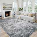 Area Rug 10x14 Living Room Rug Washable: No-Slip Abstract Soft Thin Large Gray White Rugs, Indoor Floor Stain Resistant Modern Carpet for Bedroom Dining Room Farmhouse Nursery Home Office
