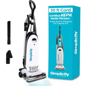 Simplicity Vacuums Allergy Bagged Vacuum Cleaners for Home, Carpet, Rugs, and Hardwood, Multi Surface Upright Vacuum Cleaner with Certified HEPA Vacuum, Pet Vacuum, S20EZM