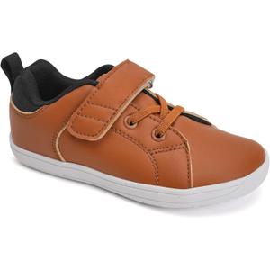 WateLves Toddler Little Kid Wide Barefoot The First Walking Shoes Girls Boys Leather Uniform Dress Shoes Lightweight Splay Naturally Minimalist Sneakers (Brown)