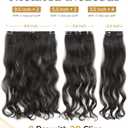 HANNE Yaki Curly Clip In Hair Extensions 8 Pcs Black 18 Inch Hair Pieces for Women Clip Ins Clip on Hair Extensions for Women (8PC-1B, 18-Inch)