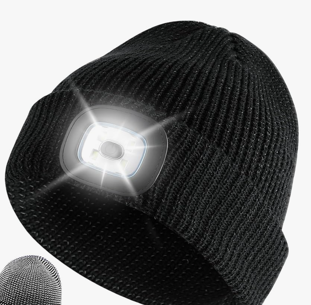 Waterproof Cold Weather Led Roll Beanie Black XXL