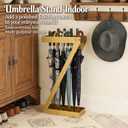 Umbrella Holder for Entryway, Gold Indoor Umbrella Stand with Hooks,Metal Umbrella Storage Rack Ideal for Home Office Hotel Lobby