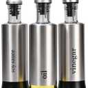 Bruntmor Kitchen Oil Dispenser - Olive Oils Dispenser Spout - Stainless Steel Cooking Oils Container Spout - Glass Oil Decanter, Pourer, Cruet - Kitchen Liquid Dispenser Bottle for Vinegar, Sesame