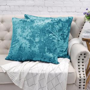 Abstract Velvet Decorative Euro Throw Pillow Covers 26 x 26 Inches Set of 2, Soft Shiny Luxury Cushion Cases Pillowcases Pillow Shells for Couch Bed Sofa Car Bedroom Living Room, Sea Blue