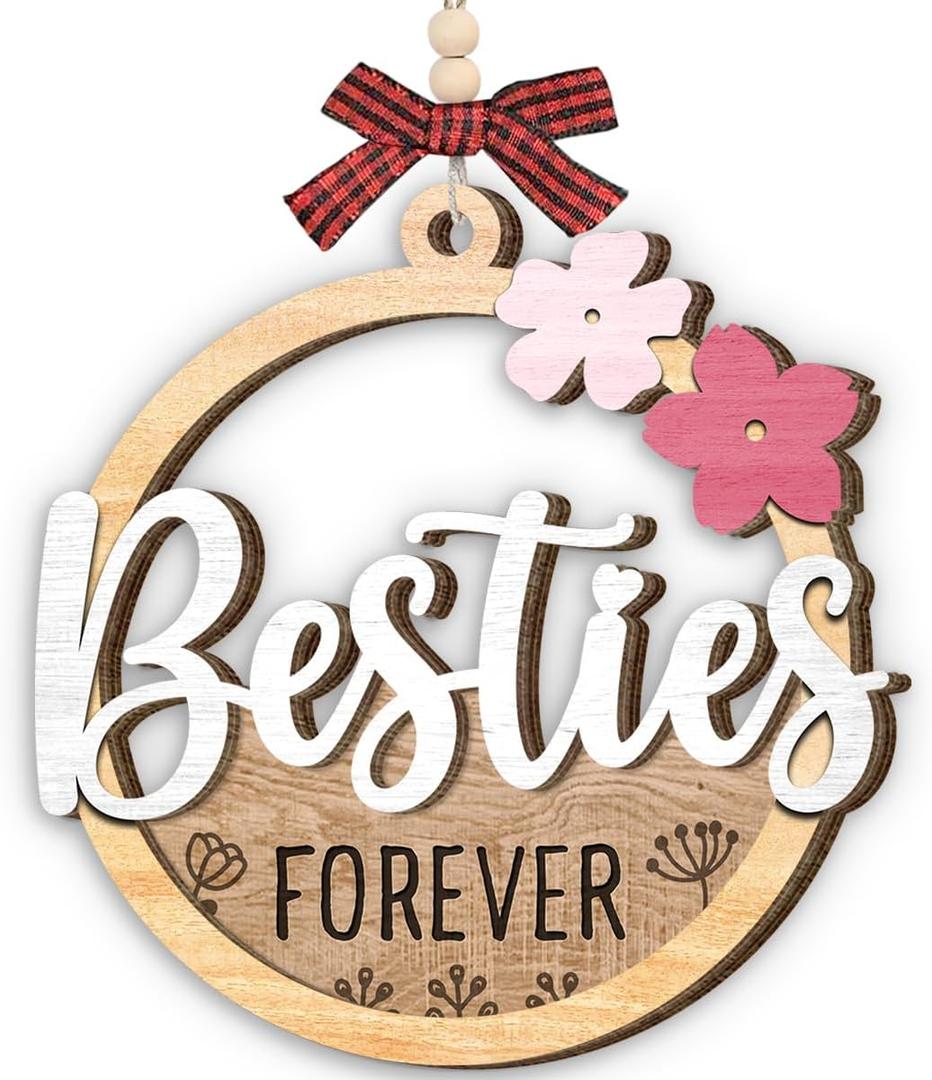 Forever Besties Ornament 2025, Holiday Friendship Gifts for Women, Soul Sisters, Girls, Wooden Friends Ornaments for Christmas Decorations, BFF Keepsake Ornament as Gifts for Her