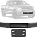 ALMULOO Front Bumper Cover & License Plate Bracket Compatible with 2015-2017 Ford F150 W/O Engine Block Heater Option&Grille Shudders Replace for FL3Z17E810AA FL3Z17A385A FO1044108 FO1068165 FO1044109