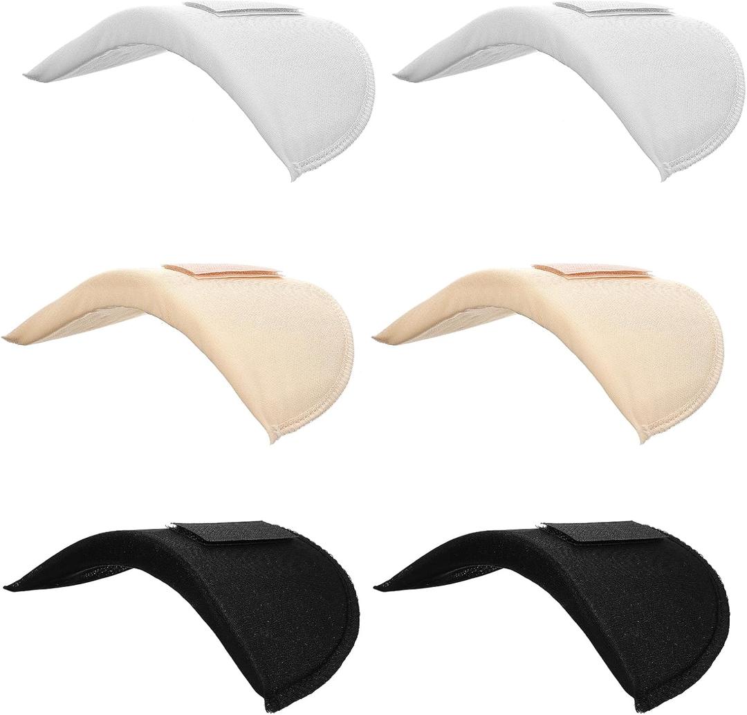3 Pairs Shoulder Pads for Women Clothes, Set-in Thicken Sewing Sponge Shoulder Pad, Sewing Supplies, Breathable Sponge Pads for Sloping High Low Shoulders Blazer Suit (Black & Skin & White)