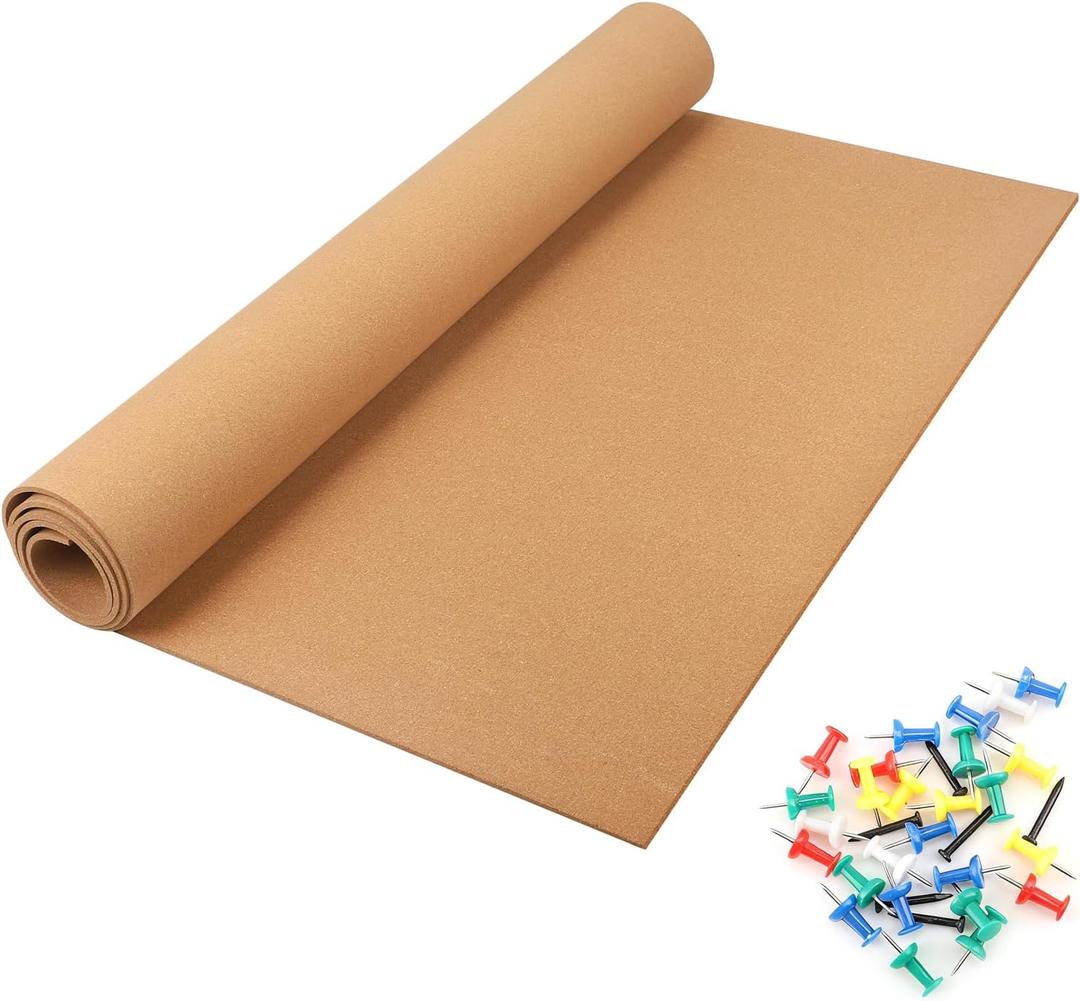 6mm Thick Large Cork Board Roll Bulletin Board Cork Sheet for Office Home, 96" x 48"