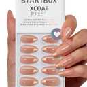 BTArtbox Press On Nails Medium - Golden Age, Lamp-Curable Almond Spakly French Tip Press On Nails with Glue and Adhesive Tabs for Women, Soft Gel Glue On Nails in 15 Sizes - 30 Stick On Nails Kit