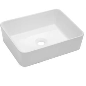 Kichae Bathroom Vessel Sink Rectangle - 19x15 Inch White Modern Bathroom Sinks Rectangular Above Counter Porcelain Ceramic Vessel Vanity Sink Art Basin