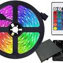 Battery Powered Led Strip Lights, Flexible Color Changing RGB LED Light Strip,5050 3M/9.8FT 90 LEDs 5V Battery-Powered with Controller