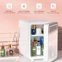 CUTIEWORLD Skincare Fridge With Dimmable LED Light Mirror, 4L Makeup Mini Fridge for Bedroom, Car, Office & Dorm, Cooler & Warmer, Portable Small Refrigerator for Cosmetics, Skin Care and Food, White