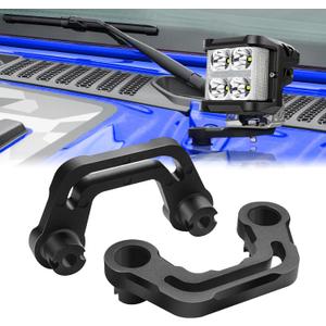 1 Pair Light Mounting Bracket Hood Cowl Mount Brackets for Auxiliary Lights Compatible with 2018 2019 2020 2021 2022 2023 Wrangler JL/JLU and 2020 2021 2022 2023 Gladiator JT, Black