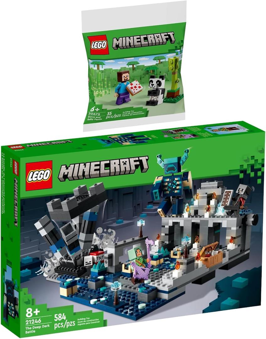 Lego Minecraft Set of 2: 21246 The Duel in Darkness & 30672 Steve with Baby Panda