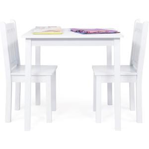Humble Crew Kids Table and Chair Set, Toddler Activity Table with 2 Chairs for Play, Crafts, Snacks & Learning, Wooden Kids Furniture for Playroom & Bedroom, White