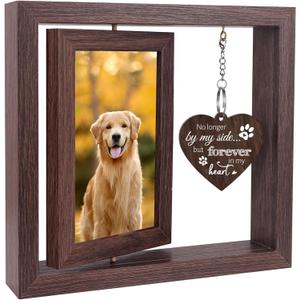 Dog Memorial Gifts for Loss of Dog,Rotating Wooden Picture Frame for 4x6 Photo,Loss Sympathy Gift,Cat Pet Bereavement Remembrance Picture Frame