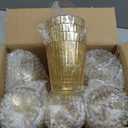 24 PCS Gold Ribbed Plastic Wine Glasses 13.5 OZ Ribbed Wine Glasses Detachable Wine Glass Elegant Fluted Glassware Vintage Style for Wedding Anniversary Birthday Dinner Parties