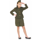 fun shack WW2 Army Girl Costume for Kids, Army Girls Halloween Outfit, Military Dress Up for Girls,XL
