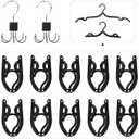 2 Underwear Hangers + 10 Foldable Clothes Hangers for Bras, Pants, Towels  Space-Saving Non-Slip Set for Travel, Closet Organizer, Wardrobe Storage, Laundry, Dorm, RV (Black)