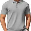 COOFANDY Mens Knit Polo Shirts Casual Short Sleeve Classic Polo Shirts Button Down Golf Shirts Army Green XXXL