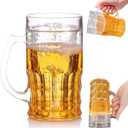 Fake Beer Glasses, Double Walled Beer Mug For, 16 oz with Handle, Resuable Beer Drinking Cups, Double Walled Beer Mug For Freezer for Bar, Beverages, Freezable, BPA Free