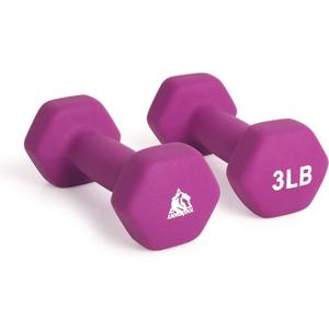 LIONSCOOL Set of 2 Neoprene Coated Dumbbell Hand Weights, Anti-Slip and Anti-Roll Hex Dumbbells in Pair for Strength Training, Resistance Training