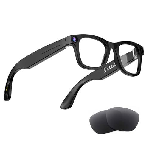AMZISH AI Smart Glasses with Camera, 8MP HD Bluetooth Camera Glasses, 1080P Video Recording Sunglasses, Real Time Translation, Voice Assistant, Open-Ear Audio for Travel, Meetings & Vlogging