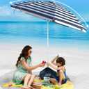 OutdoorMaster Beach Umbrellas for Sand with Sandbag & Anchor, 7.2ft Adjustable Umbrella for Beach Heavy Duty Wind, Portable UPF50+ Sunshade with Carry Bag for Patio