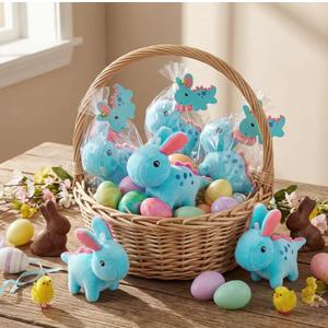 12 Set Easter Dinosaurs Stuffed Animal Plush Toys Bulk for Kids 4.7'' Mini Stuffed Animal Small Plush Fluffy Toys with Card for Easter Egg Hunt Favor Basket Filler Hunt Game Supply