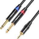 Tisino 1/8 to 1/4 Stereo Cable, 1/8 Inch TRS Stereo to Dual 1/4 inch TS Mono Y-Splitter Cable 3.5mm Aux Mini Jack to Jack Breakout Cord - 3.3 feet