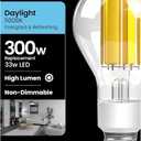 Feit Electric High Lumen A23 LED Light Bulb, 33W (300W Equivalent), 4060 Lumens, 5000K Daylight, Clear Glass, 17,000-Hour Lifetime, Ideal for Commercial or Residential Use, OM300/CL/850/FIL