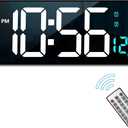 Abovsare 16.2 Inch Large Display Wall Clocks, LED Digital Clock with Remote Control for Living Room Decor, Automatic Brightness Dimmer Clock with Date Week Temperature (Blue)