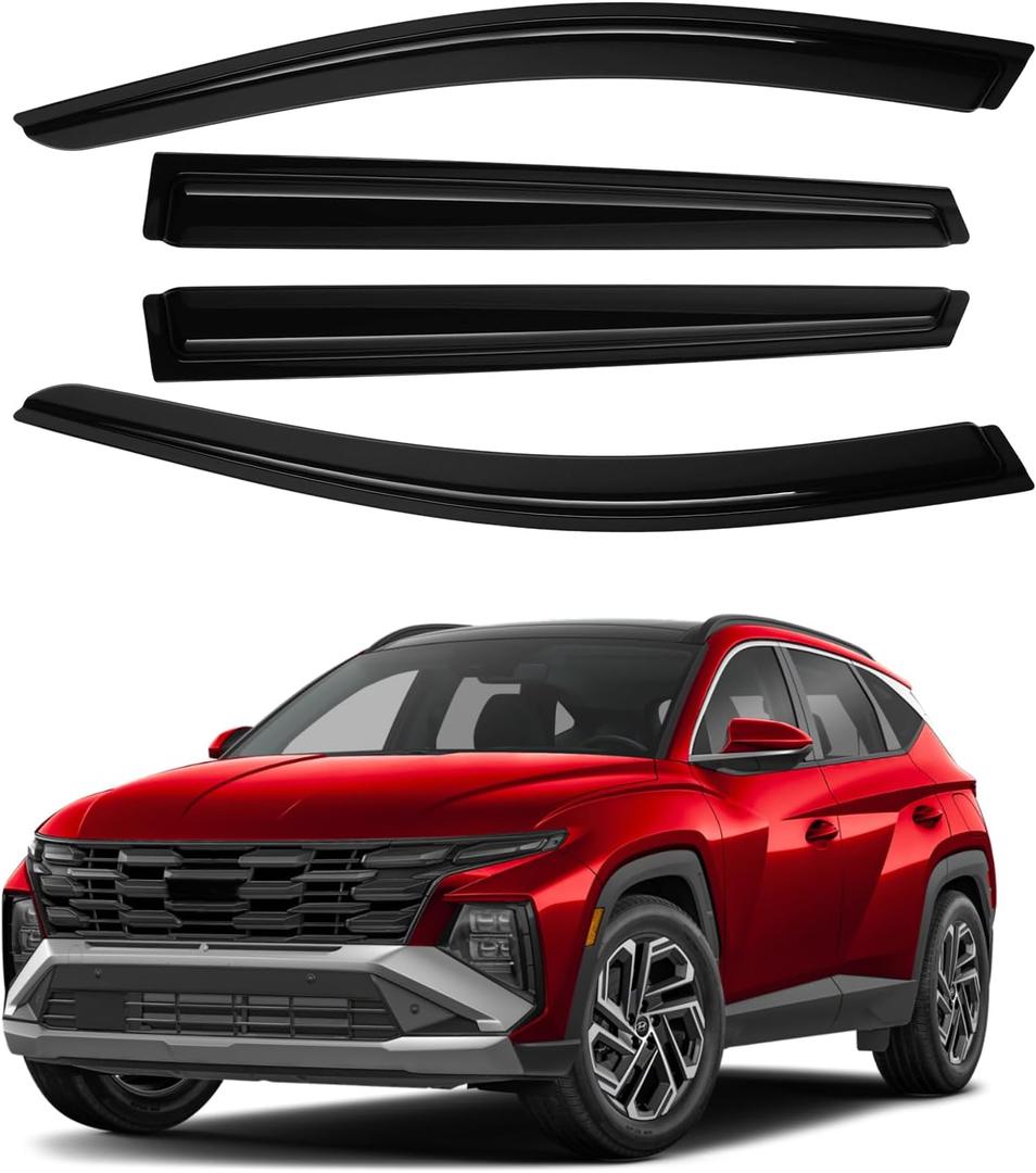 Canvcle Window Visors Rain Guards for 2022-2025 2026 Hyundai Tucson Accessories, Outside-Mount Tape-On Side Window Wind Deflectors Vent Visors Shades Rainproof 4PCS
