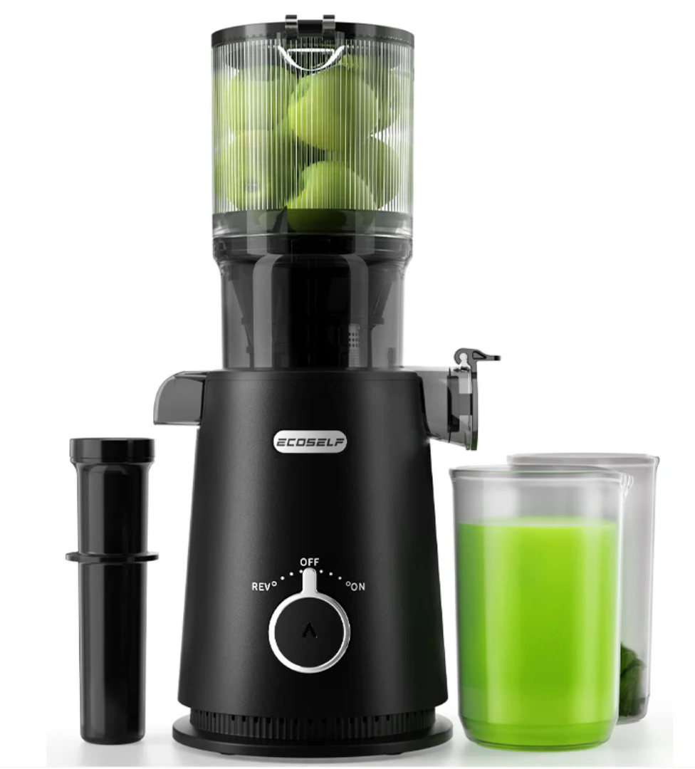 Ecoself Juicer Machines, Cold Press Juicer, Whole Juicer with 4.35" Wide Mouth, Whole Fruit juicer, Juice Extractor for Vegetable and Fruit, High Juice Yield, Easy to Clean with Brush