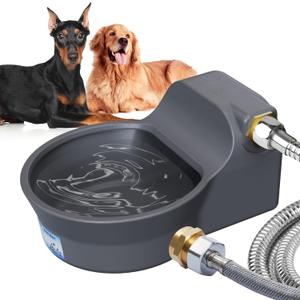 Automatic Water Dispenser for Dogs, Patented 2L Dog Water Bowl Dispenser, Automatic Chicken Waterer Fit 3/4'' GHT Faucet, Water Hose, Copper Connector Outdoor Dog Water Bowl for Livestock Animal (GREY)