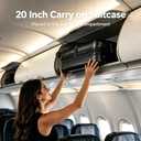 KINGSLONG Luggage Suitcase Travel Collapsible Expandable: 20 Inch Foldable Carry On Rolling Spinner Wheel - Hardside Lightweight Expandable Hardshell TSA Approved Lock for Women Men Black, 14.57 x 9.45 x 21.65 inches