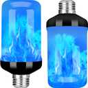 Y- STOP LED Flame Light Bulb, Upgraded 4 Modes Fire Light Bulbs with Upside Down Effect, E26 Base Flickering Light Bulbs for Halloween Decorations, Christmas, Outdoor, Indoor, Home Decor 2pcs. (Blue)