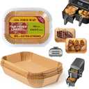 2 x Katbite Air Fryer Liners Disposable - 8.6x5.5'' 130PCS Rectangle Paper Liners, Thick Airfryer Parchment Paper Liners for Dual Air Fryer, DZ201, DZ401, FG551