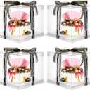 Jetec 4 Pcs Clear Cake Box with Ribbon 10 x 10 x 9 Inch Transparent Tall Cake Carrier Box with Lids Pet Clear Gift Pack for 8 Inch Carry Wedding Birthday Anniversary Baking Dessert Display