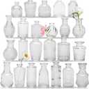 24PCS Clear Glass Bud Vases Set,Small Flower Arrangement Vase,Vintage Crystal Glass Design,Wedding,Party Decoration,Home Flower Arrangement (24)