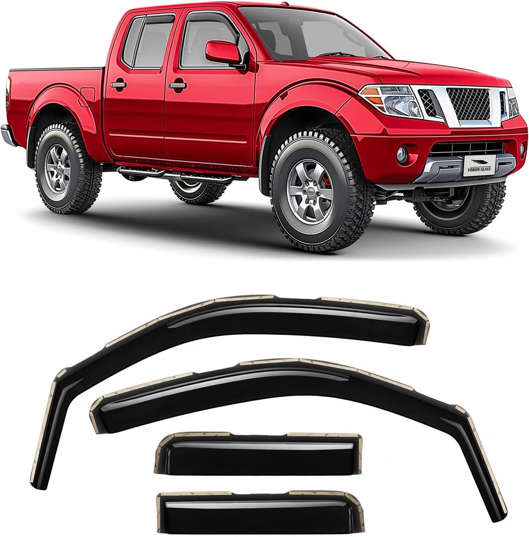 Voron Glass in-Channel Extra Durable Rain Guards for Trucks Nissan Frontier 2005-2021 Crew Cab, Window Deflectors, Vent Window Visors, 4 Pieces-220108