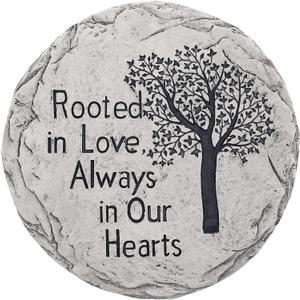 Top Brass Garden Memorial Stepping Stone - Rooted in Love, Always in Our Hearts - Tree of Life