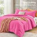 MUXHOMO Queen Comforter Set, All Season Ultra Soft Down Alternative Bedding - 3 Piece Lightweight Bed Set Includes 1 Comforter (90"x90") and 2 Pillow Shams (20"x26"), Hot Pink