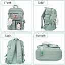 Kawaii Backpack for Girls, Cute Aesthetic Backpack with Pin Accessories Plush Pendant for School Girl Bookbag (Green)