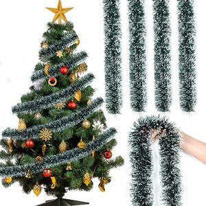 Timoo 80FT Christmas Tinsel Garland for Christmas Tree Garland 4 Strands Christmas Tree Tinsel Garland Christmas Decorations Tinsel Hanging Garland Christmas Metallic Garland for Home Party Decor