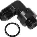 8AN Male Flare to 8AN -8 ORB O-ring Boss 90 Degree Swivel Fitting Adapter Aluminum Black